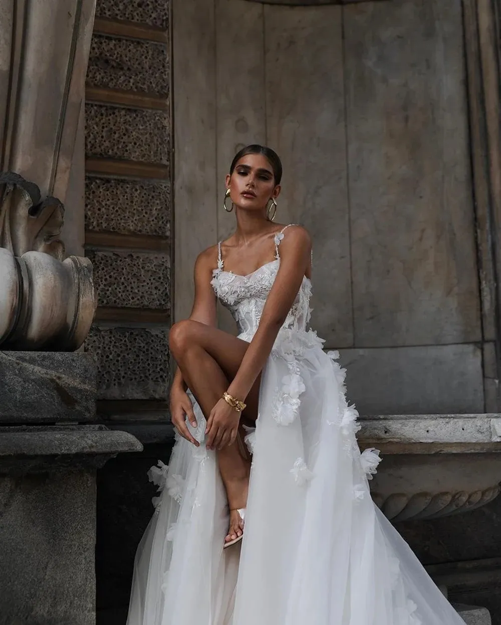 boho wedding dress with corset Off-the-Shoulder Boho Wedding Dress with 3D Floral Lace, Corset Bodice &  Full A-Line Train