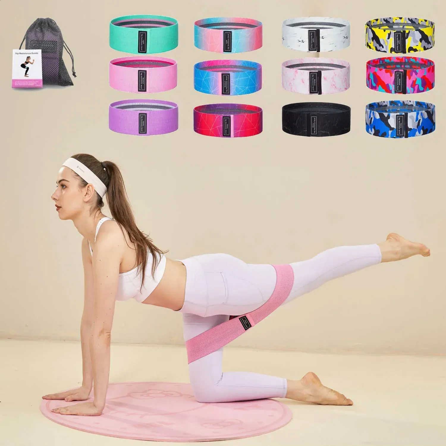 Bubble Booty Resistance Bands - 3 Level Fabric Loop Bands For Glutes & Legs, Non-Slip Hip Thigh Workout