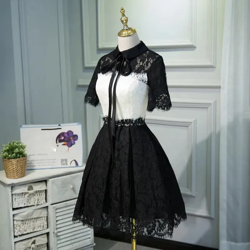 blue dress for baby girl Plunge Satin Dress with Lace Skirt - Black | Black Tie | Black Maxi Dresses main image 1