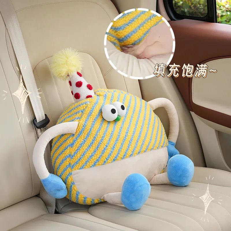 Cute & Cozy: 4-Piece Cinnamoroll Auto Car Neck Pillow & Headrest Set – Includes Seat Belt Covers & Shoulder Pads. Plush, Multicolor.