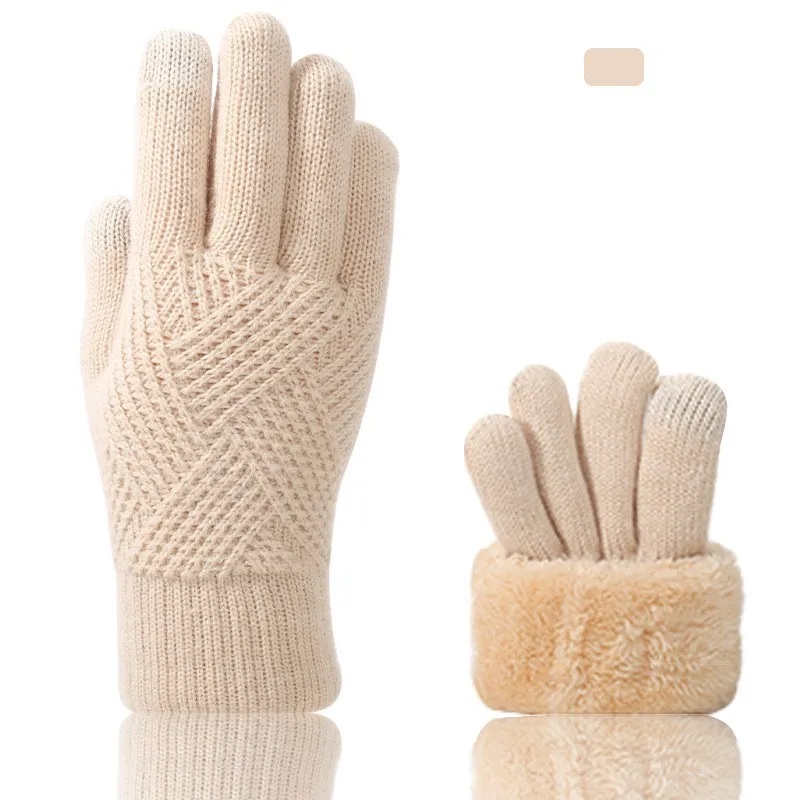 Kilaqueen Winter Gloves For Women/Men Warm Wool Touch Screen Windproof Thermal Knit Fleece Lined Gloves For Cold Weather Full Fingers Gloves
