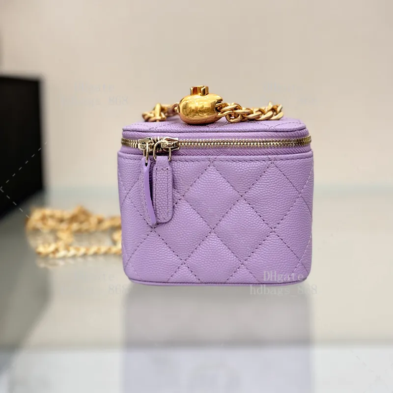 CHANEL MAKE UPノベルティ ボストン型ショルダー 24C17G Mini Cosmetic Bags Lambskin Crossbody Lipstick Case