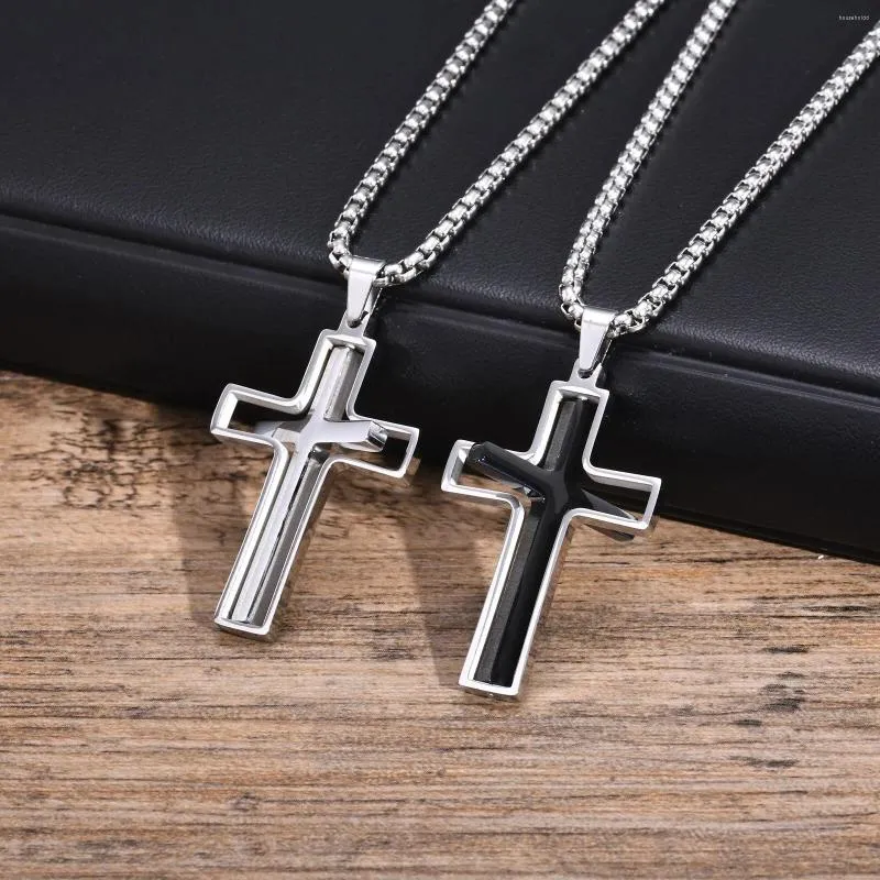 Collier Homme/Femme – Pendentif Cube Torsadé Acier Inoxydable Noir – Chaîne 61 Cm – Finition Miroir – Cadeau Élégant