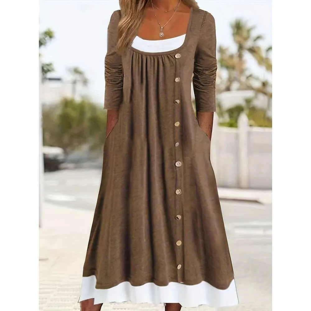 chinese dress ladies Stylish African Print Knee Length Ballerina Neckline Loose Dress--Shor –  Gloci Fashion Design main image 0
