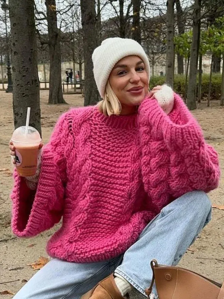 andmary Roxy turtle knit tops ピンク ANDMARY】Roxy turtle knit tops