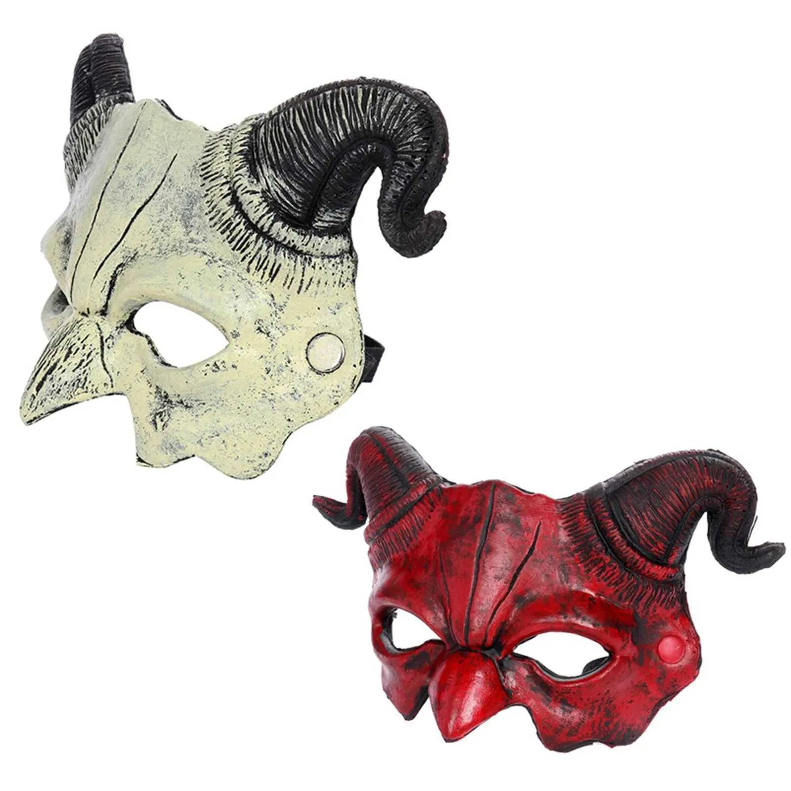 Halloween Scary Masks Horror Masks Half Face Devil Mask With Horns For 