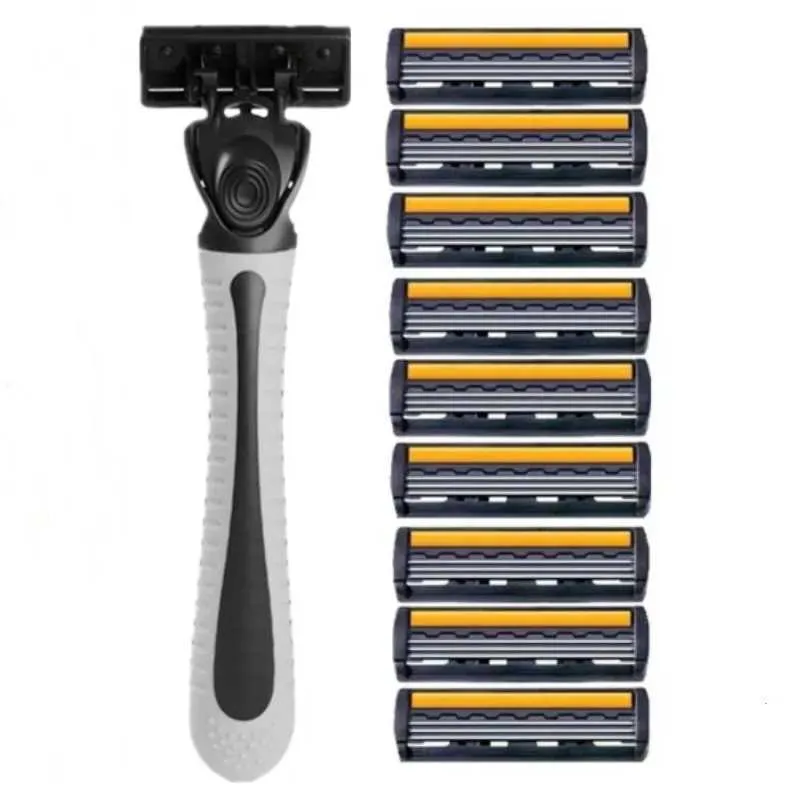 Classic Men's Razor - Stainless Steel Manual Shaver with 3-Layer Blades ...