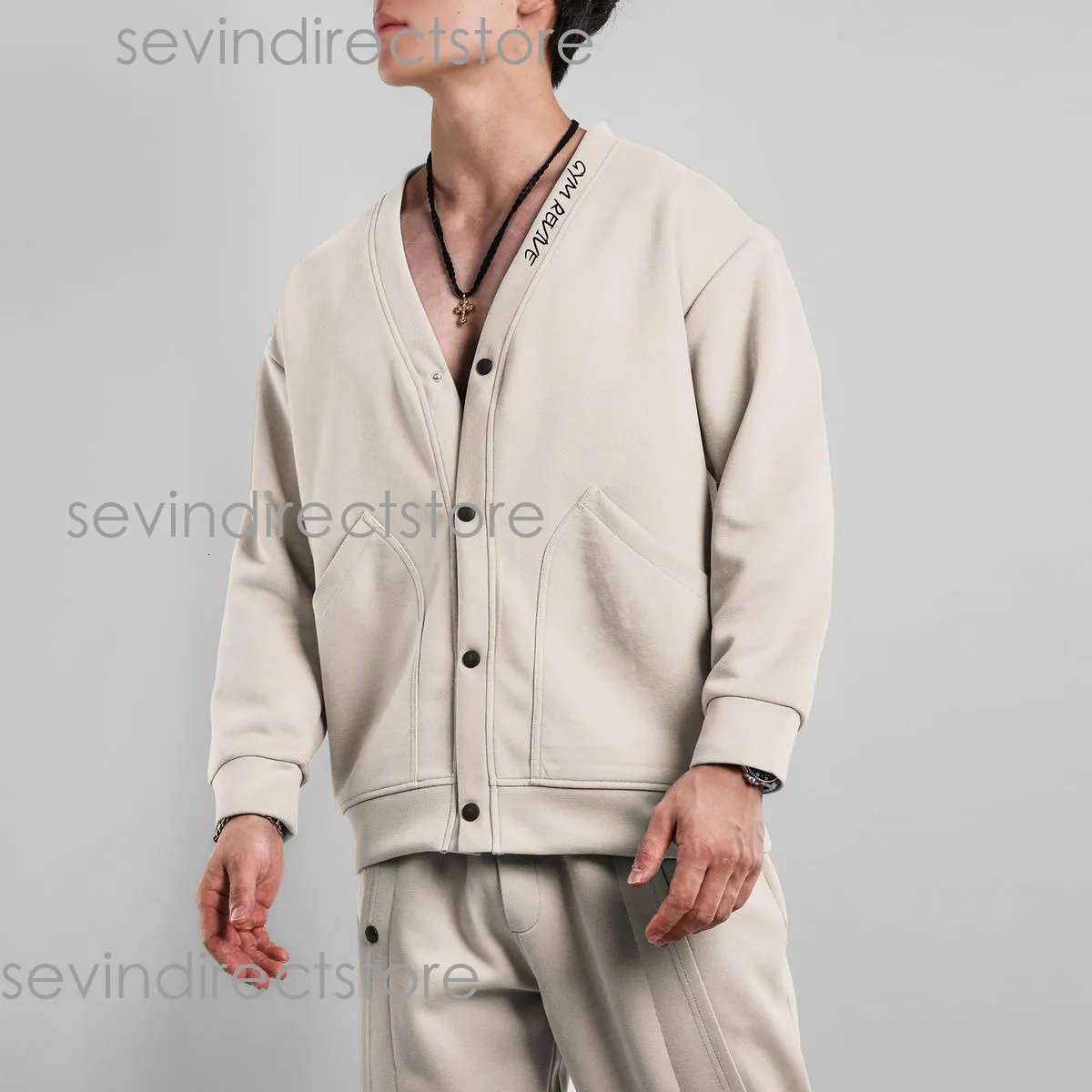 Effen lente- en herfst T-shirt met lange mouwen, ronde hals, trendy koppeloutfit, losse samenstelling, Chinees katoen_voghion.com