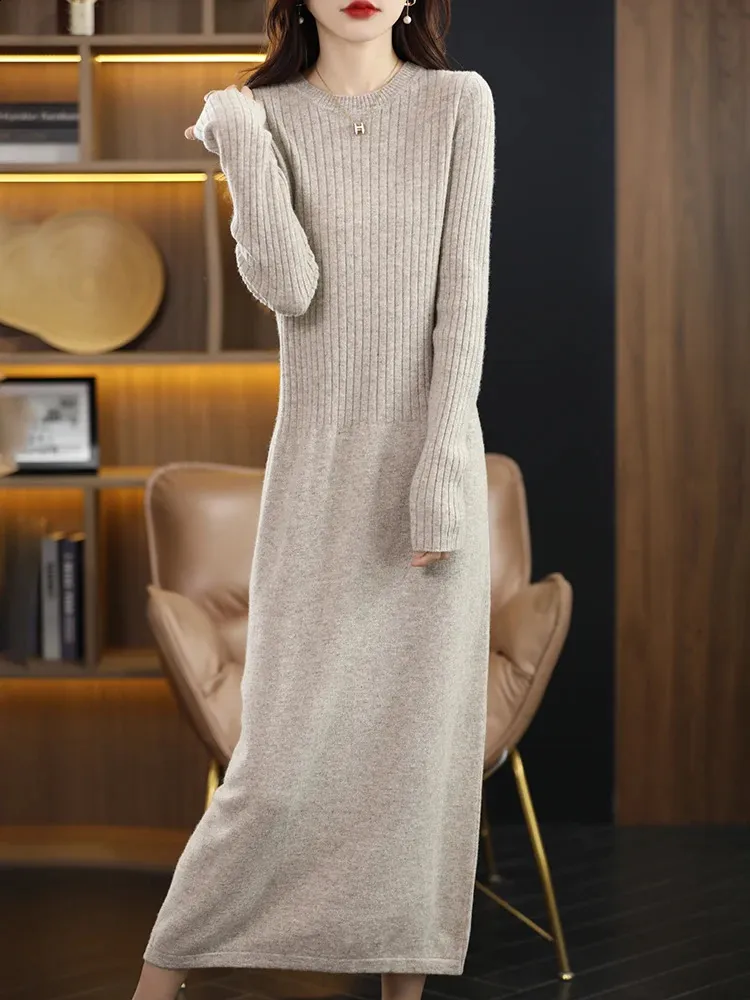 Wool Dresses For Winter: Womens Round Neck Knitted... From Longda01, $54.15  In Bulk | DHgate.Com