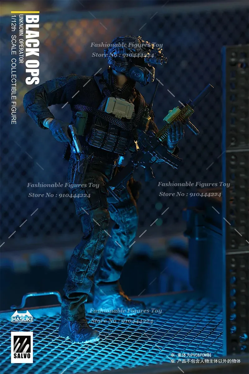 Action Figure Clothing 1/12 Scale Soldier Outfit Black Ops Action Figure Clothing 1/12 Scale Soldier Outfit Black Ops