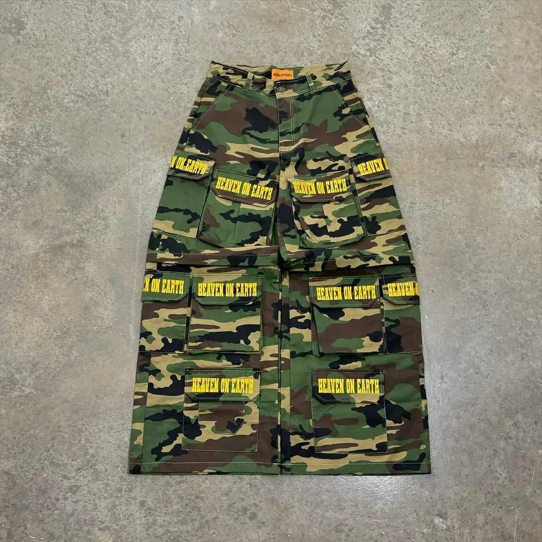 Harajuku Camouflage Mens Overalls Loose Fit Y2K Straight