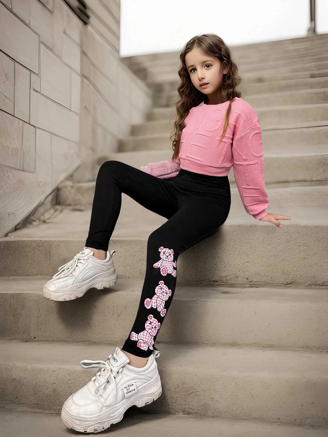thumbnail image 2 of 2 Pack Girls' Comfy Leggings – Cute Printed & Plain Styles For School, Dance & Play (Ages 4-13) 2 of 5