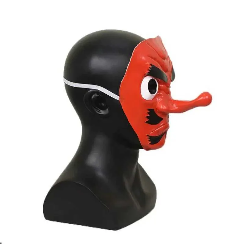Den Roku Mask Anime Kimetsu No Yaiba Urokodaki Sakonji Red Latex Tengu Mask Cosplay ...