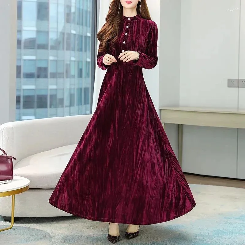 Golden Velvet Ankle Indo Western Dress For Women Long Sleeve Casual Fashion Vestidos For Spring Autumn 2024 Available In 5XL From Jordanhill 49.87 In Bulk DHgate.Com