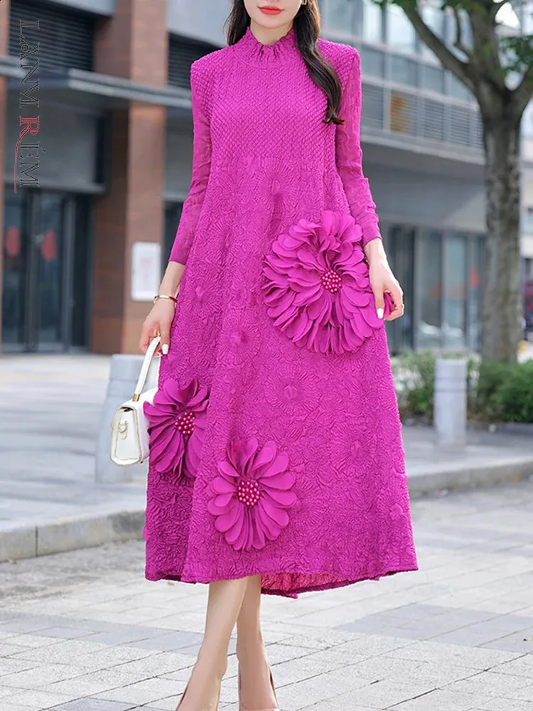 Long Sleeve Pleated Skirt Dress, Elegant Womens Long Sleeve A Line - Main Image