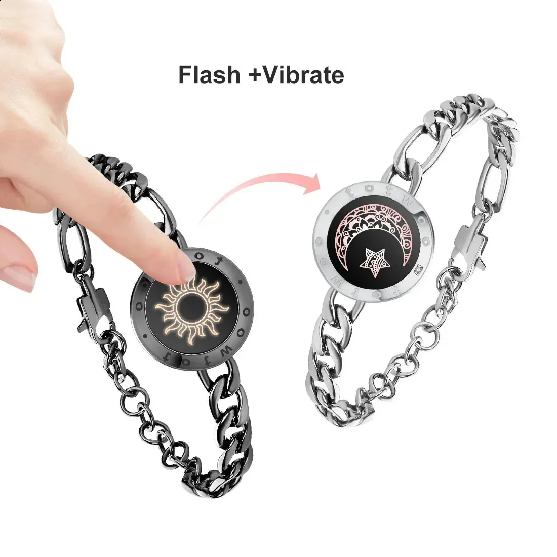 couple wristbands that vibrate Totwoo Couples Bracelets, Vibrating and Light Up, Adjustable Colors, Long  Distance Touch main image 1