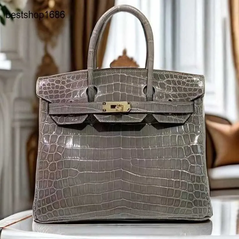 High End Designer Crocodile Grey Leather Handbag For Women Nile Bright Skin Elephant Grey 30 Platinum Gloss Fashionable Elephant Design From Bestshop1686 160.83 DHgate.Com