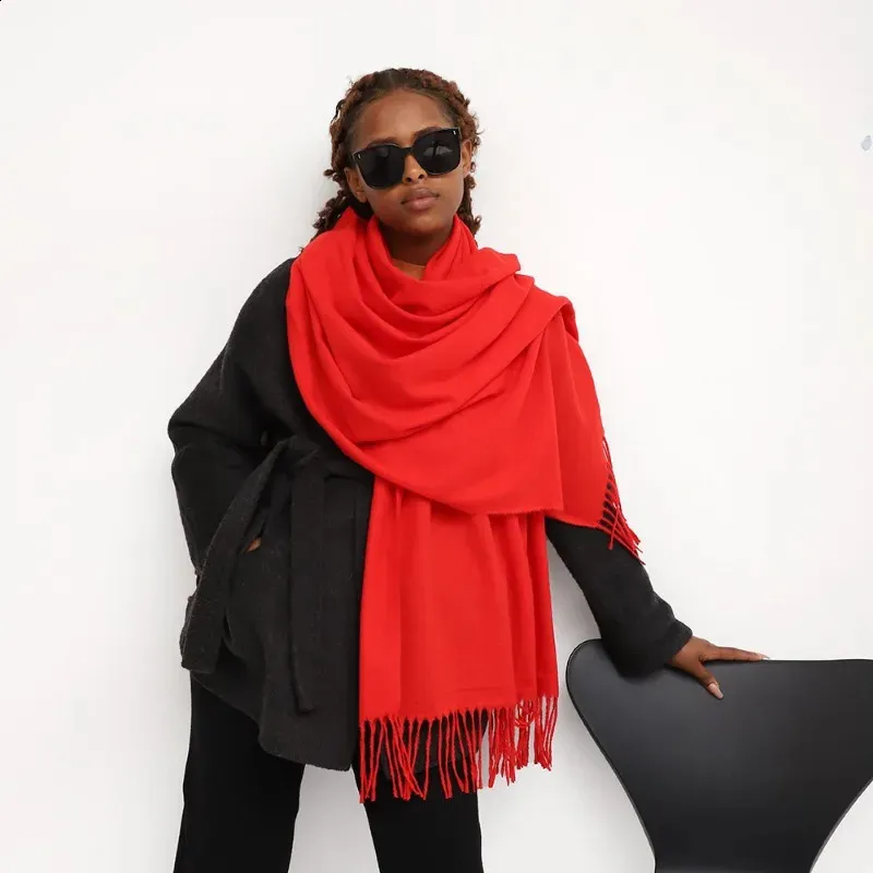 Women's Soft Solid Color Cashmere Feel Scarf - Warm Winter Fashion ...