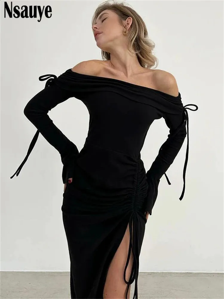 Elegant Long Sleeve Midi Dress - High Split, Sexy Knit Party Dress for  Women - Shop Now! from Dhgate Basic & Casual Dresses - price 79.63
