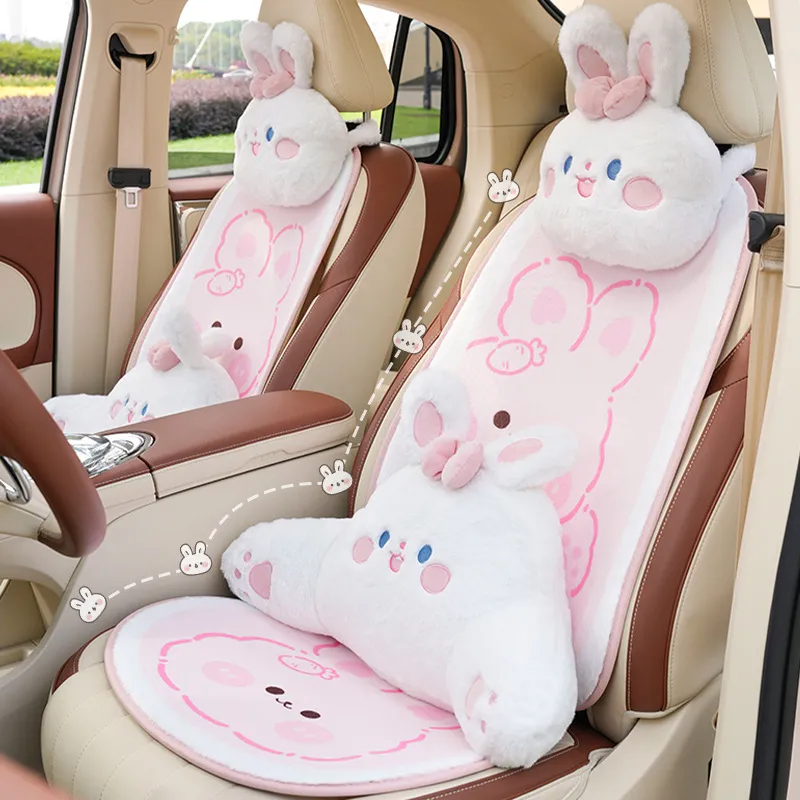 Cartoon Rabbit Fur Car Seat Cushion Cozy Warm Winter Car Seat Pad