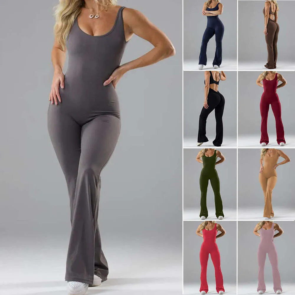 Yoga Jumpsuit for Women 2024 Casual Sports One Piece Hollow Seamless Workout Romper