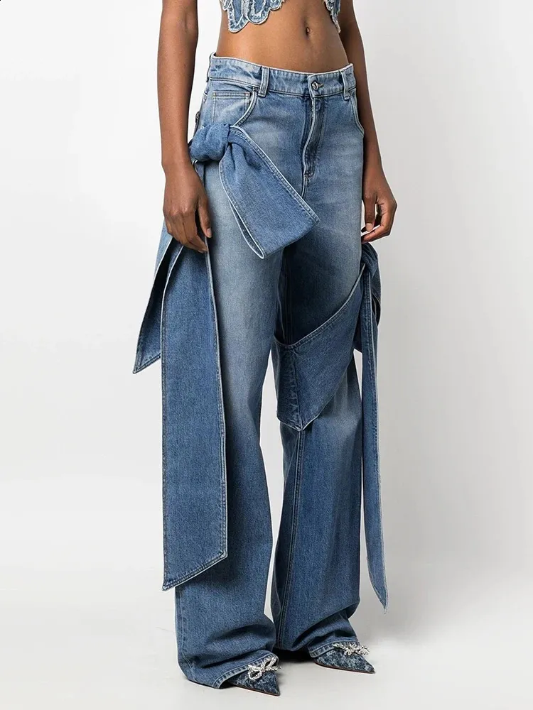 【BOK PLACE】Autumn Raw Wide Denim Pants DHgate.com:Autumn Wide Leg Jeans: Y2k Bow Decor, Retro Loose
