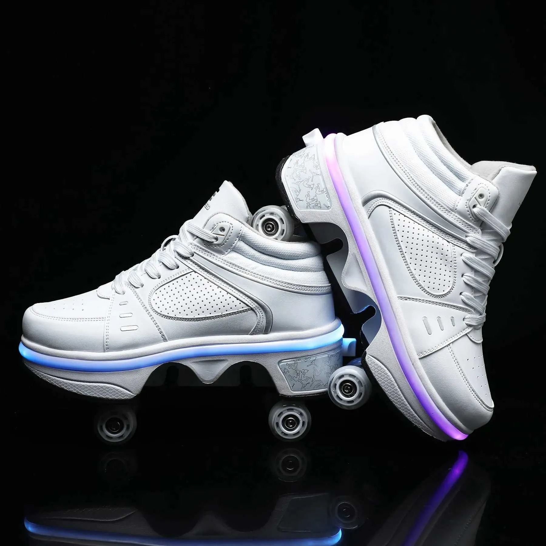 Save Big on Bulk Wheel Inline Skates Shoe Roller Skates: Unisex Casual  Sneakers With Four Wheels Deformable Walking And Running Shoes For Adults 