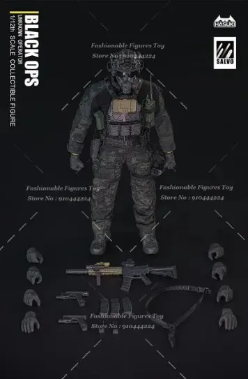 Action Figure Clothing 1/12 Scale Soldier Outfit Black Ops Action Figure Clothing 1/12 Scale Soldier Outfit Black Ops