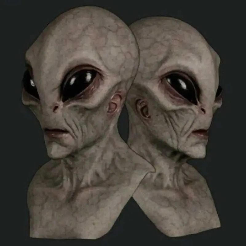 Grymthvz Halloween Alien-Horrormaske – Lebensechte Latex-Fullface-Maske Für Gruselpartys
