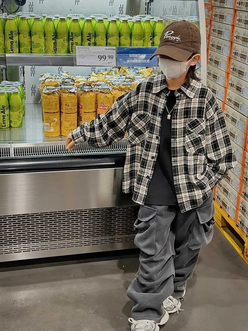 Light Blue Check Shirt With Jeans Paint Spring Plaid Shirt Light