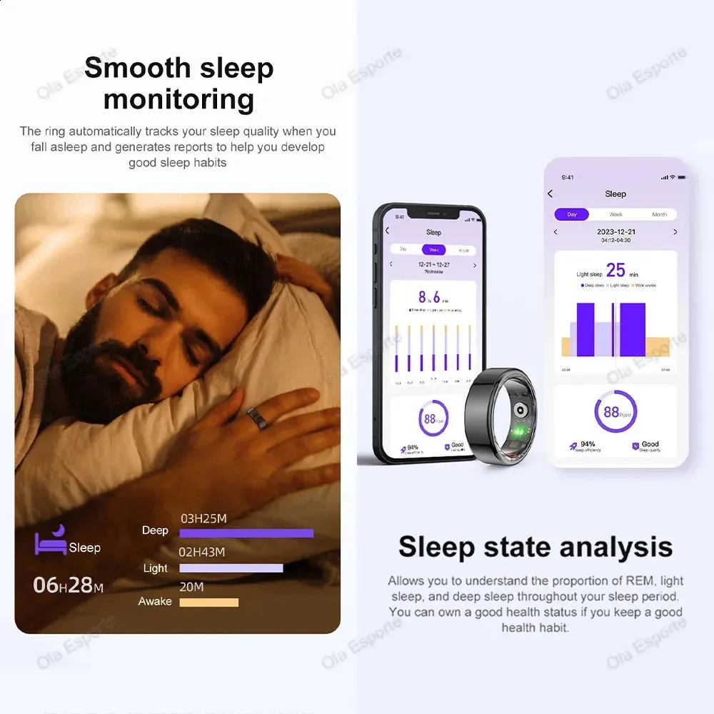 Élégance 2024 Smart Ring – Heart Rate, Blood Oxygen Monitor, Multi-Sports Modes, IP68 Waterproof – Android & iOS Compatible
