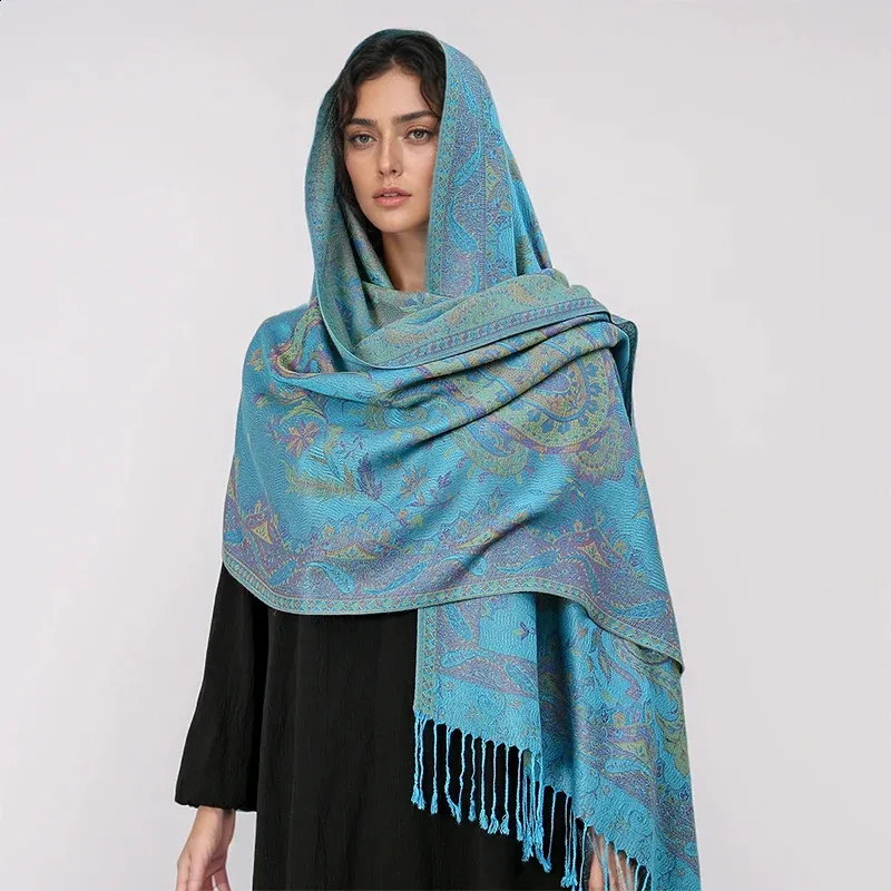 Paisley Pashmina Shawl for Women, Jacquard Sheepskin Printed Scarf