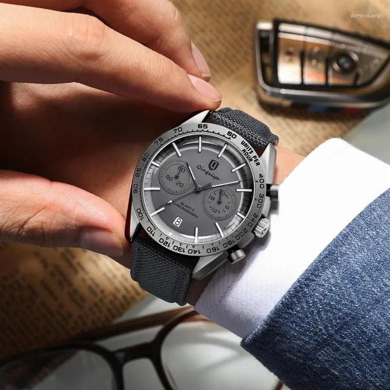 DHgate.com:Mens Chronograph Quartz Watch with Leather Strap DHgate.com:Mens Chronograph Quartz Watch with Leather Strap