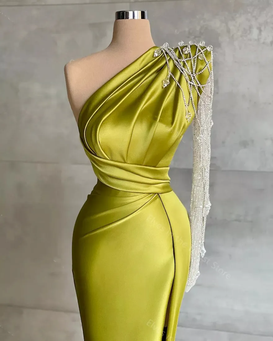 One Shoulder High Slit Prom Dresses, Mermaid 2020 Long Prom Dresses One Shoulder High Slit Prom Dresses, Mermaid 2020 Long Prom Dresses