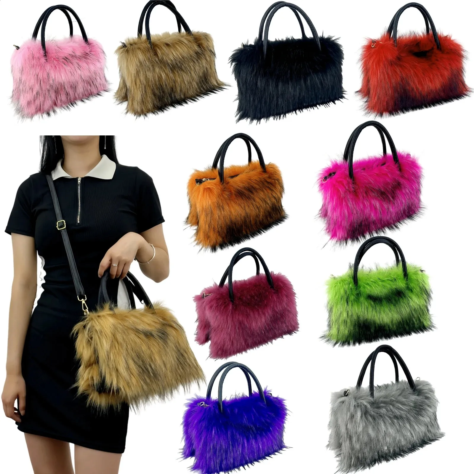 【mnem】Fur Knot Big Crossbody Bag DHgate.com:Womens Faux Fur Large Capacity Crossbody Bag