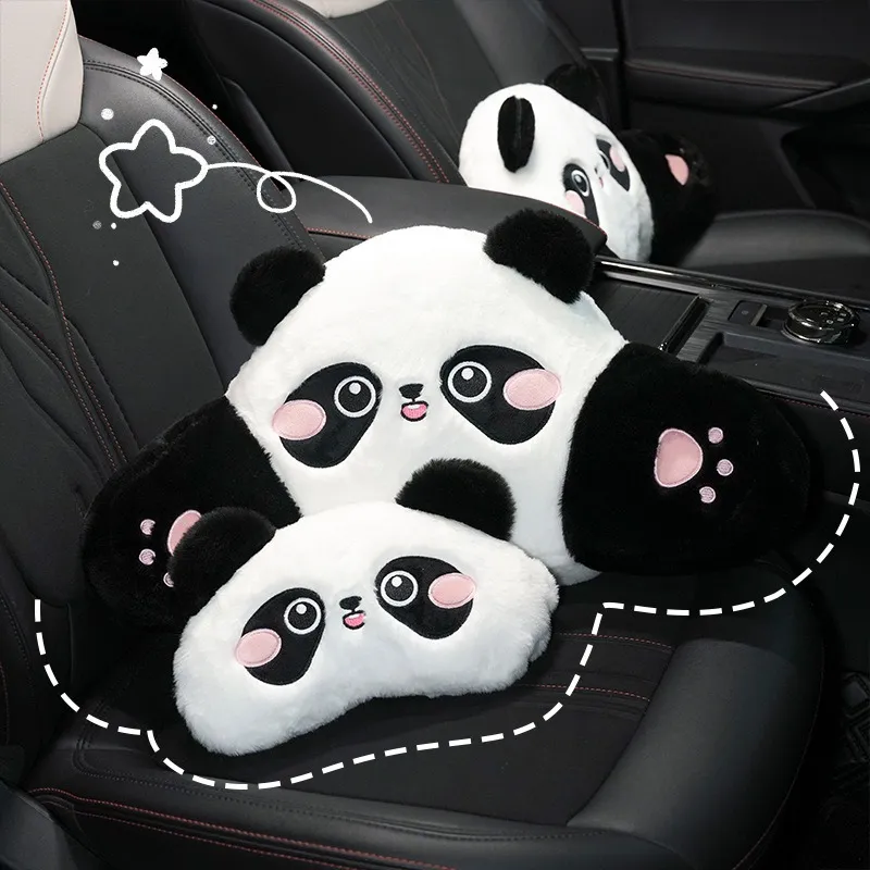 Soft Panda Car Neck Pillow Comfortable Cute Waist Support for 2024 All Seasons