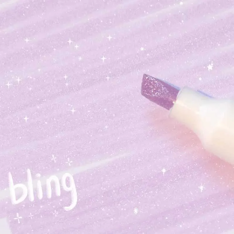 kawaii-glitter-highlighter-pens-metallic-fluorescent-art-supplies