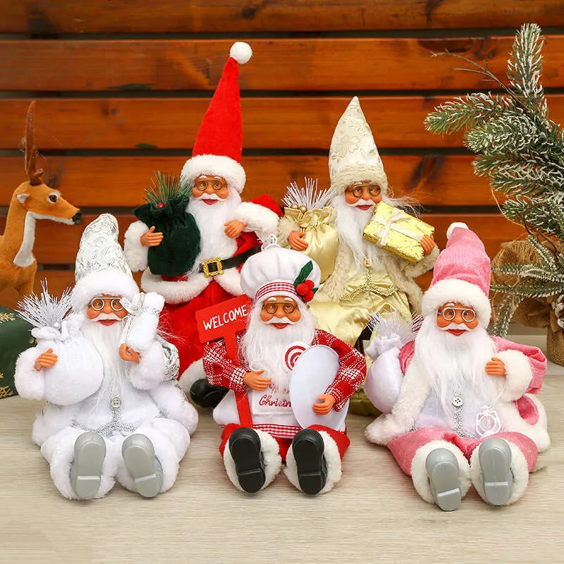 ECD Germany Figurine de Père Noël Traditionnelle en Polyrésine, 22x 14x47 cm, Décoration Rouge Vert, Ornement Poupée de Table d'Hiver pour Noël, Statue Santa Claus pour Fête, Déco pour Maison Cheminée