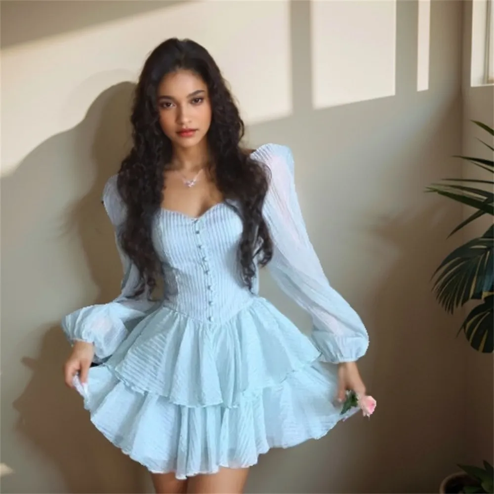 bubble chiffon dress Off The Shoulder Pleated 100% Silk Chiffon Wedding Dress with Long Bubble Sleeves