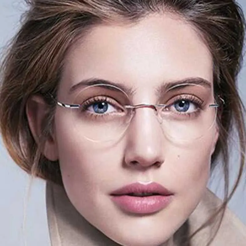 DHgate Round Frameless Reading Glasses 0.50 6.00 Unisex Lightweight Anti Blue Light for Elders Health Beauty