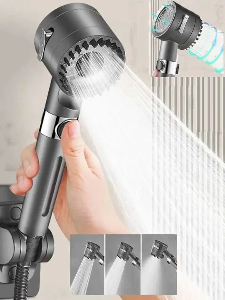 3-Mode High Pressure Shower Head with Massage Brush, Portable Filter ...