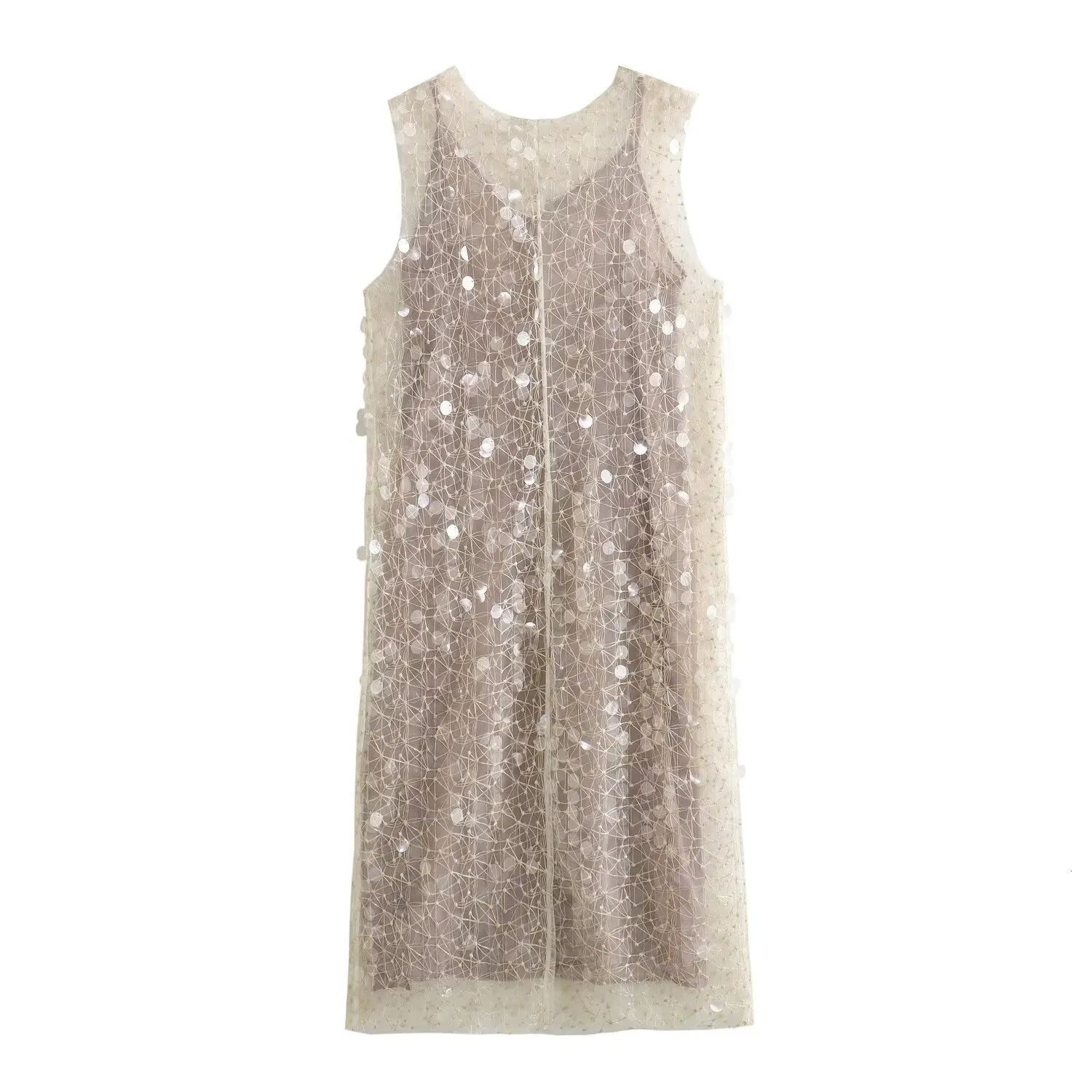 Wind New Women's Sleeveless Sequin Vest Silver Sequin Dress - 10 Styles for Winter Round Neck