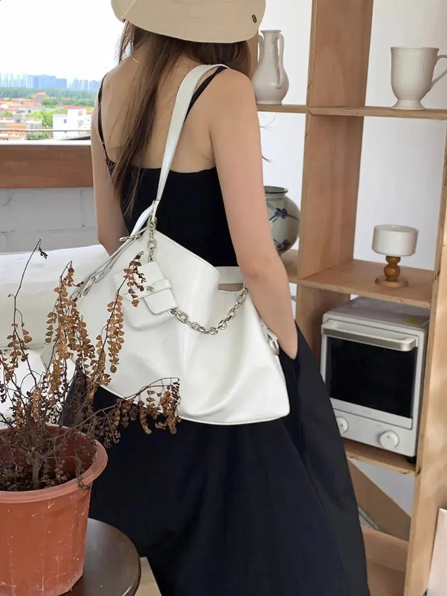 Vintage Womens Leather Shoulder Bag with Top Handle - Y2K