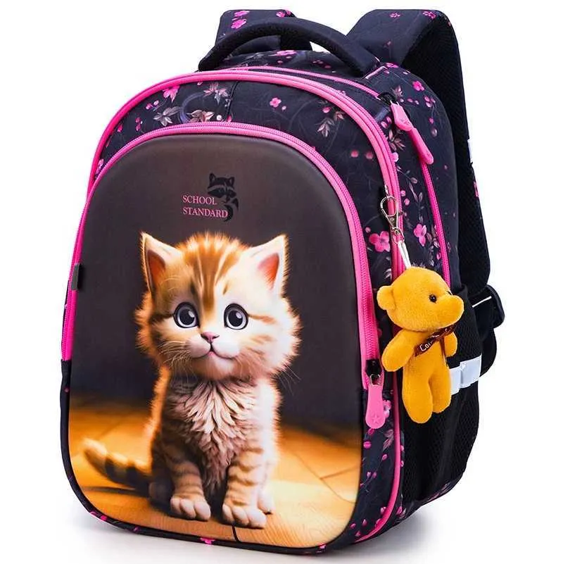 Mochila De La Escuela Ortopédica Para Niñas Cartoon Cat 3D