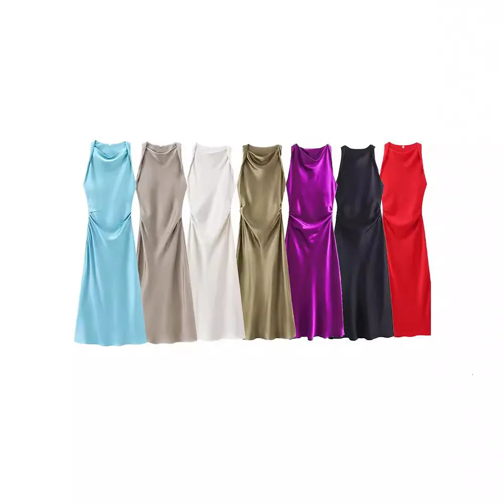 Elegante Vestido Largo Con Textura Plisada |Satén De Seda Francesa