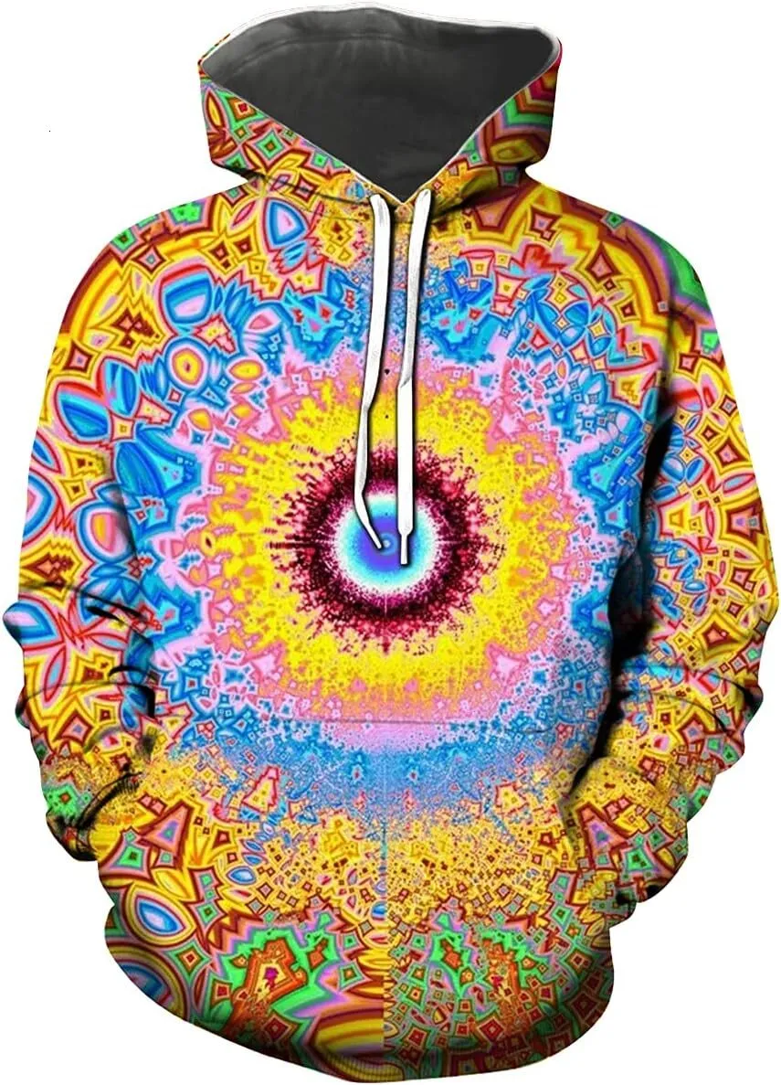 Trippy Hippie Hoodie Long Sleeve Sweatshirt for Men Women Psychedelic  Graphic Pullover
