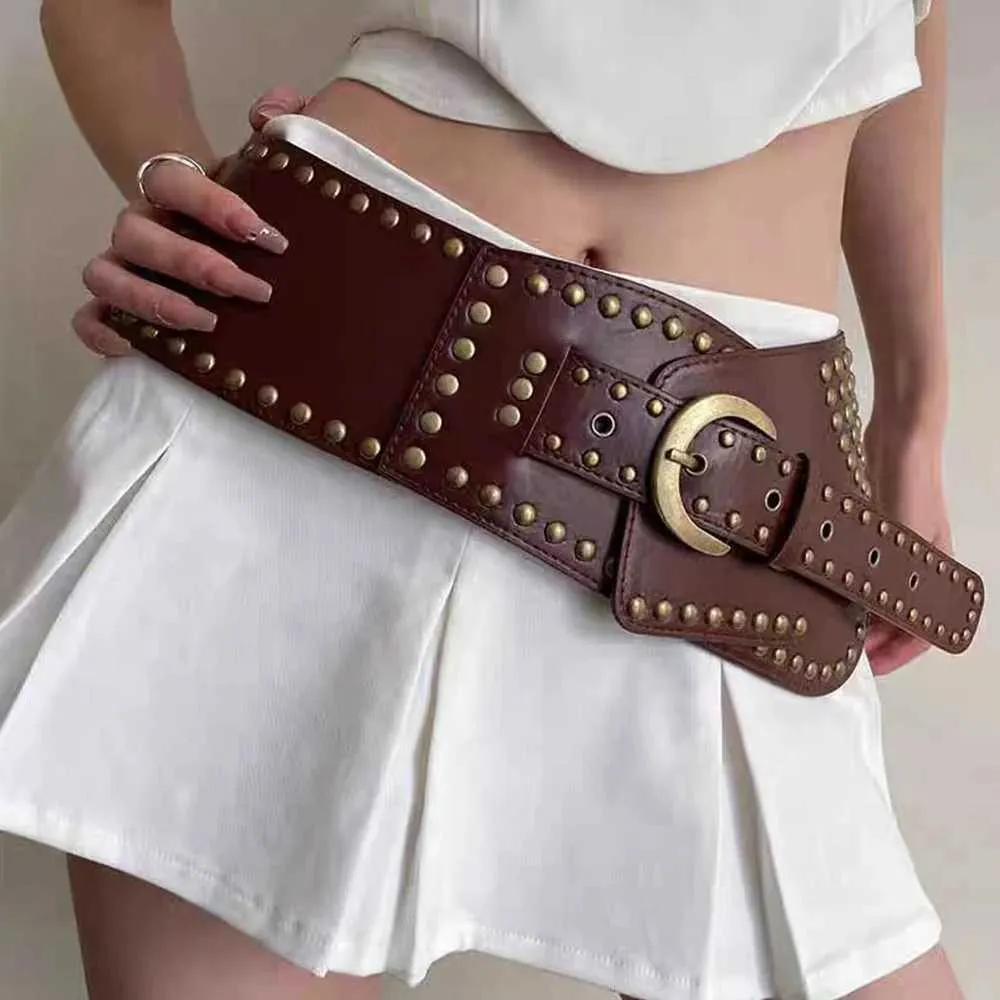 Vegan Leather Wide Corset Assymetrical Belt Brown Leather Asymmetrical Waist Belt with Bronze Ring  main image 3