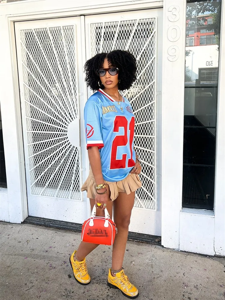 Womens Baseball Tee Letter Print V Neck Short Sleeve Top | Casual