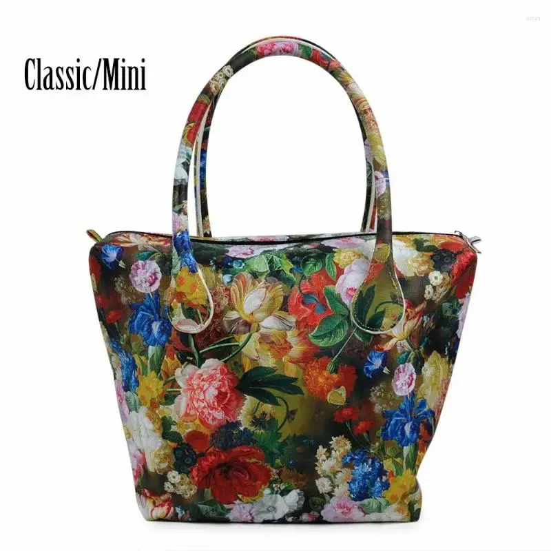 TANQU Faux Leather Floral O Bag Insert with Inner Pocket Handle 2024