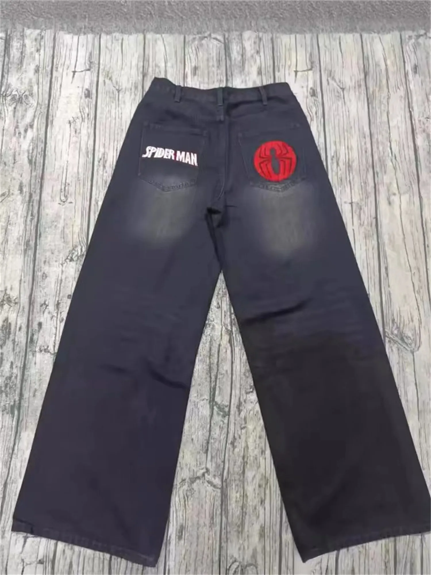 Save Big on Bulk Street Fashion Jeans Male Spider Streetwear Pants: Men's  Embroidered Straight Leg Jeans Y2K Style Loose Fit Denim Trousers Best